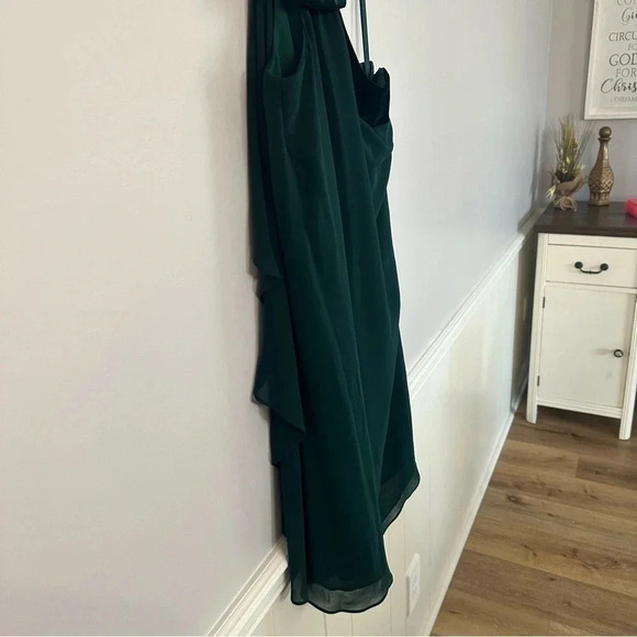 Lauren Ralph Lauren Chiffon One Shoulder Bow Forest Green Dress Sz 14 NWT - Picture 6 of 15